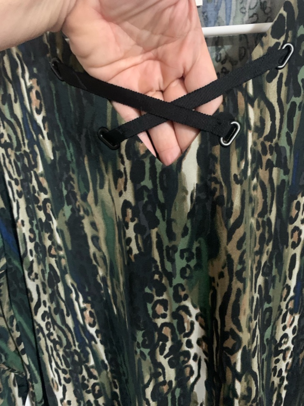Belle by Kim Gravel Green and Brown Leopard-Print Long Sleeve Top - Picture 3 of 4
